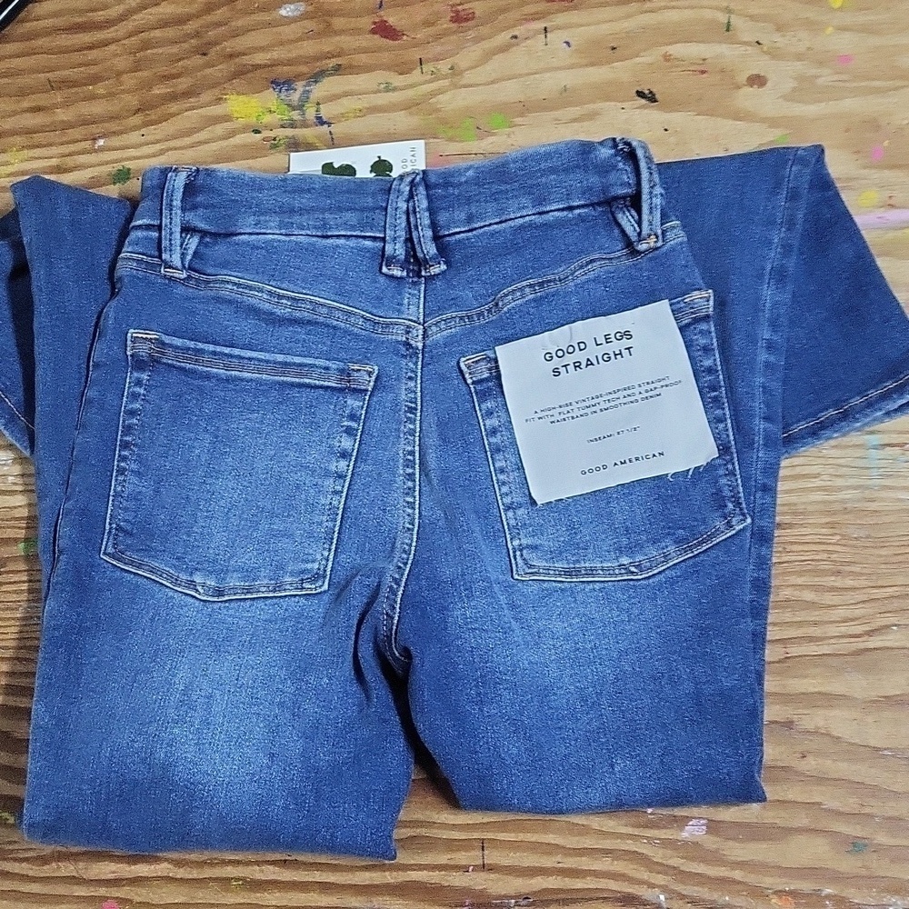 Good American Elastic waist Jeans size 1 good legs straight